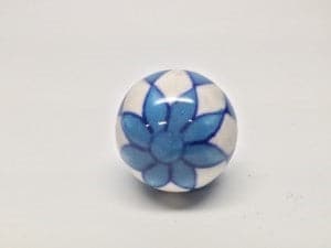 Drawer Pull Blue and White Flower
