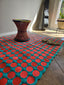 Rope rug turquoise and coral