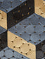 Rope rug 3d boxes denim/black/camel