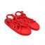 Red rope sandals on a white background