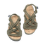 Pair of green rope sandals on a white background